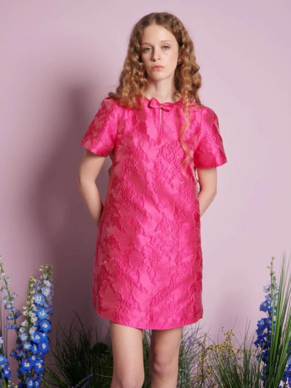 Sister Jane Foxglove jacquard mini dress in fuchsia